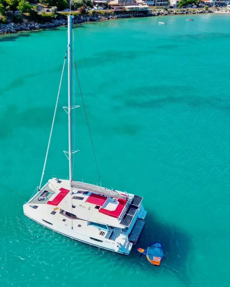 Makani catamaran welcome detail.